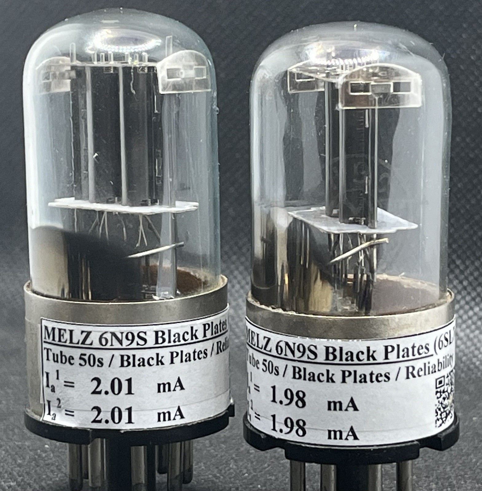 MELZ 6N9S MATCHED PAIR/QUARTET Black Plates (6SL7GT/ECC35/1579) TEST IN PHOTO