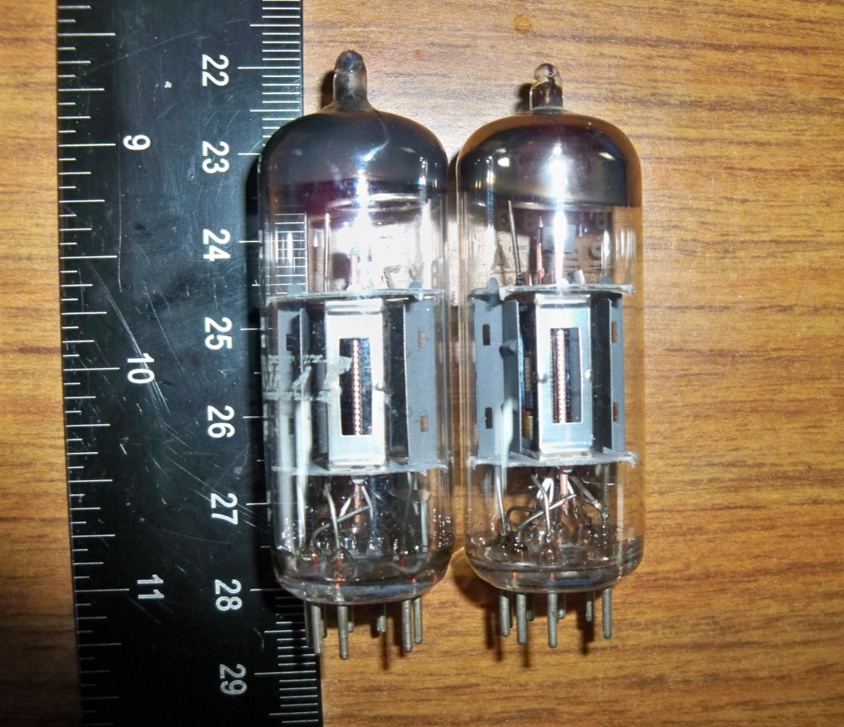 2 Strong Matched Matsushita Short Gray Plate O Getter 12BY7A Tubes
