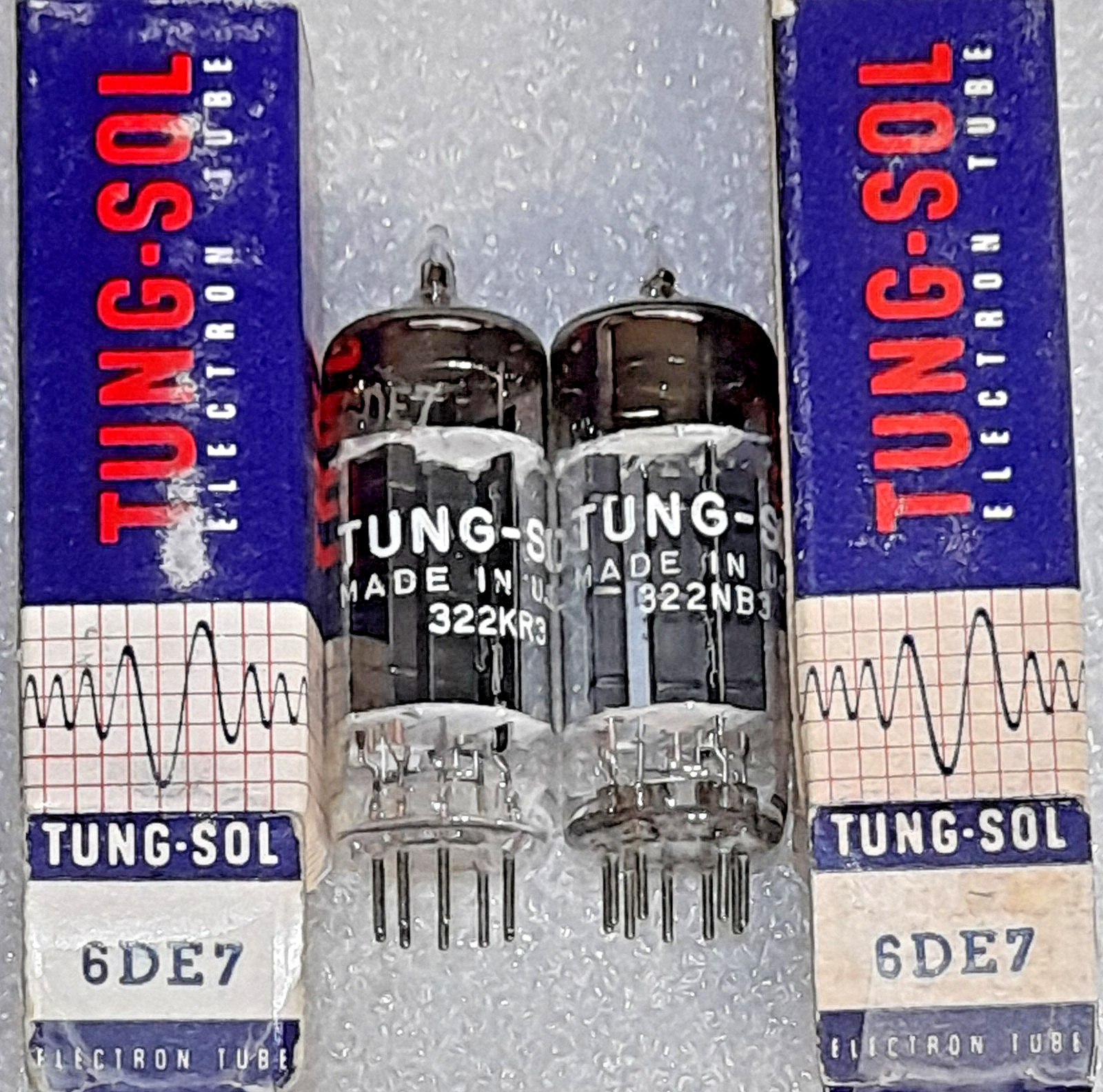 Matched Pair 6DE7 Tung-Sol NOS black plate Tubes, Triplett 3444 Tested