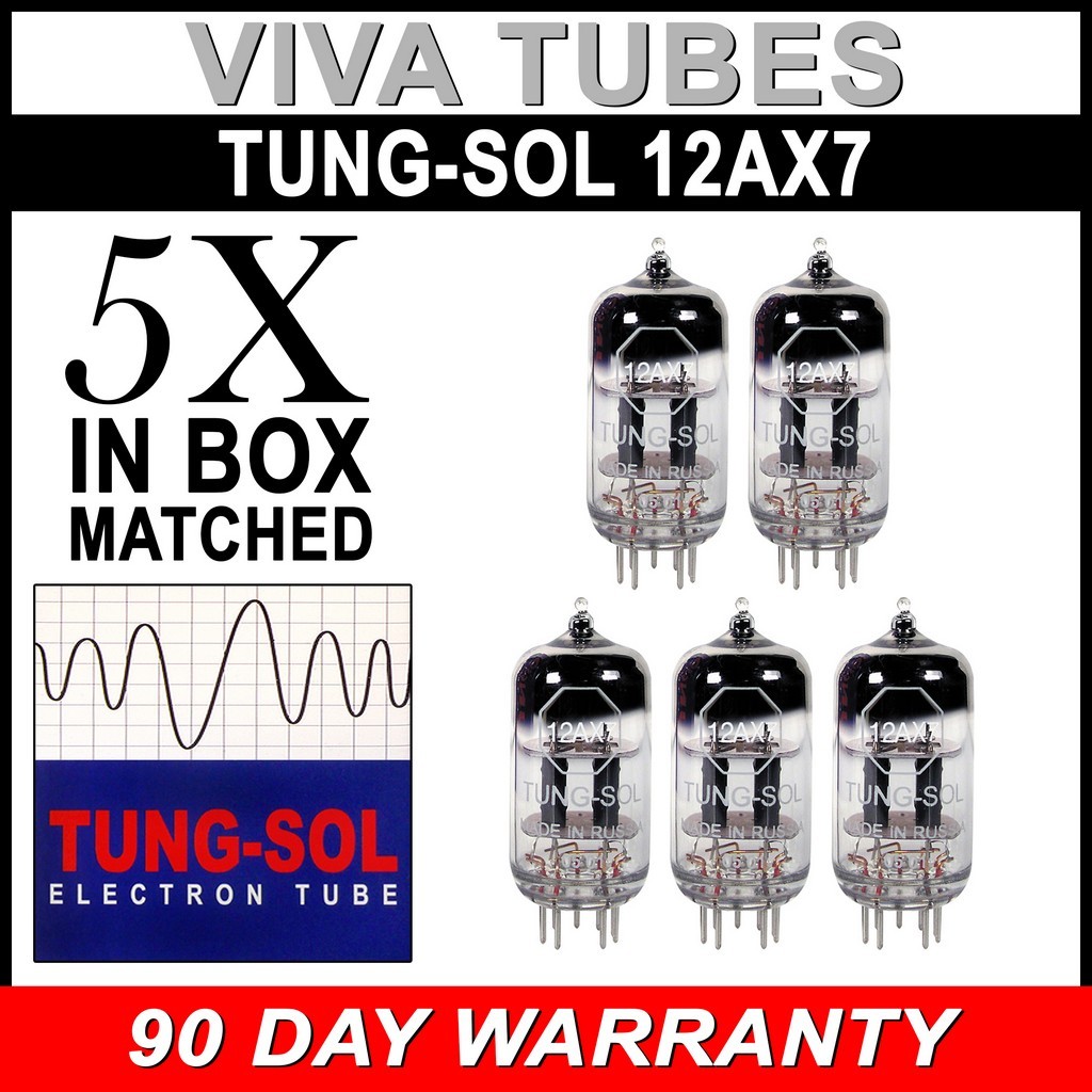 New Gain Matched Quintet (5) Tung-Sol Reissue 12AX7 ECC83 Tubes – Auth. Dealer