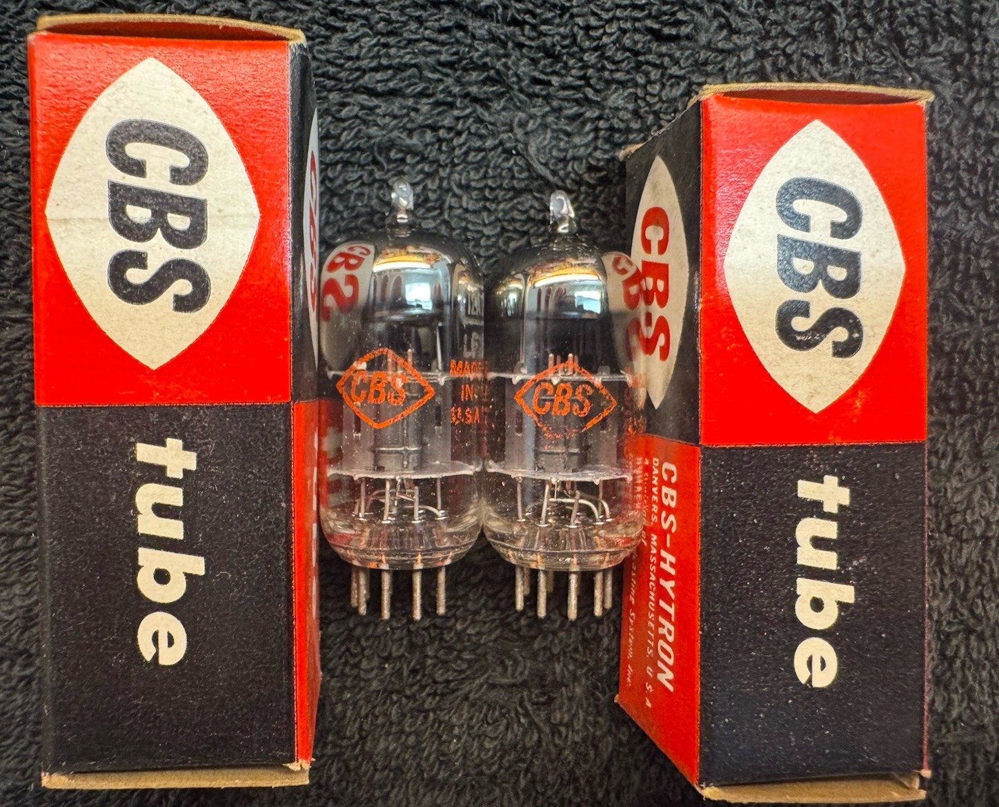 2 NOS NIB Matched CBS 12AT7 Black Plate Audio Tubes