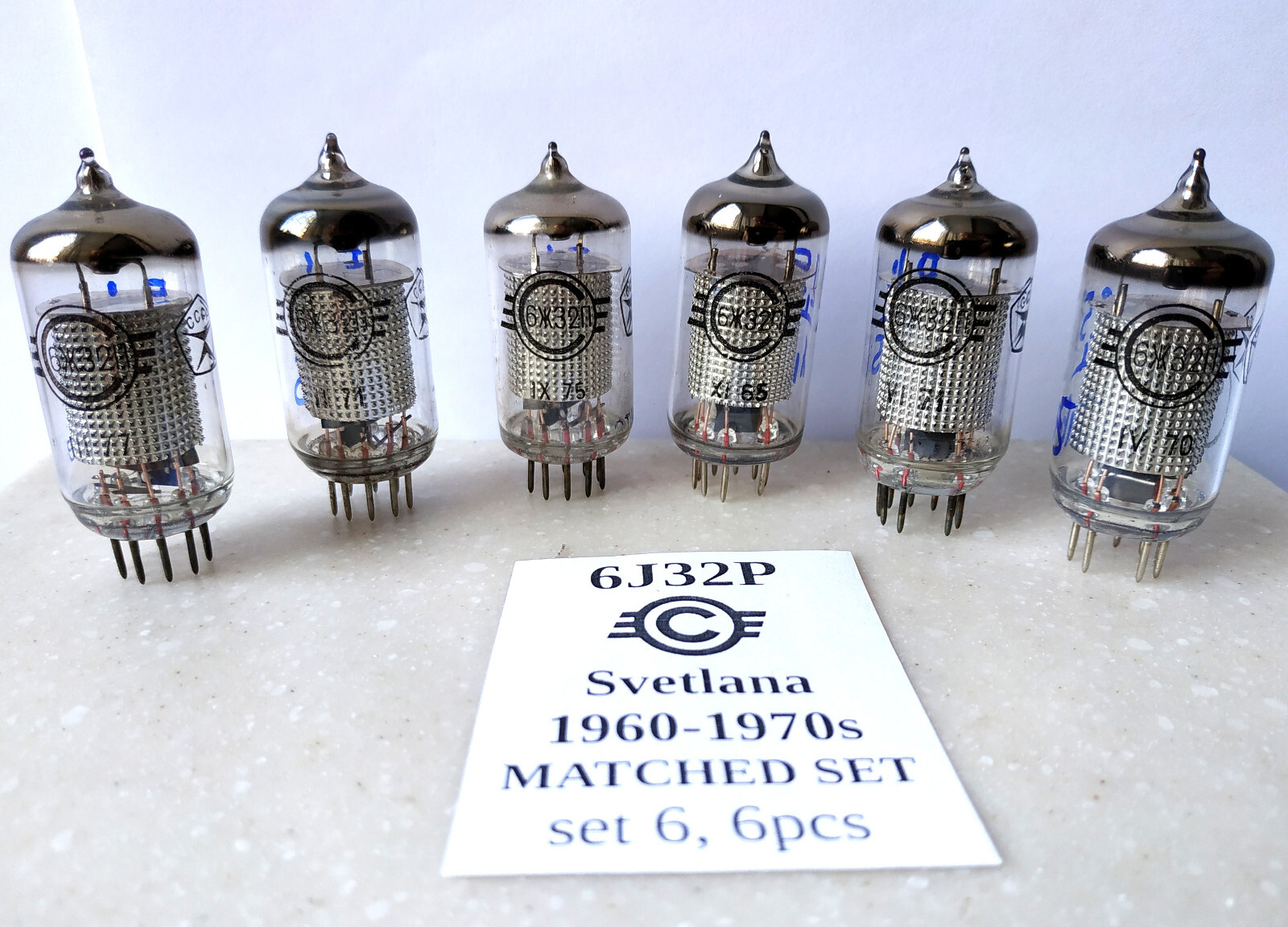 6x 6J32P = EF86, 6267 Pentode Tube SVETLANA Soviet MATCHED SET 1960-1970’s NEW