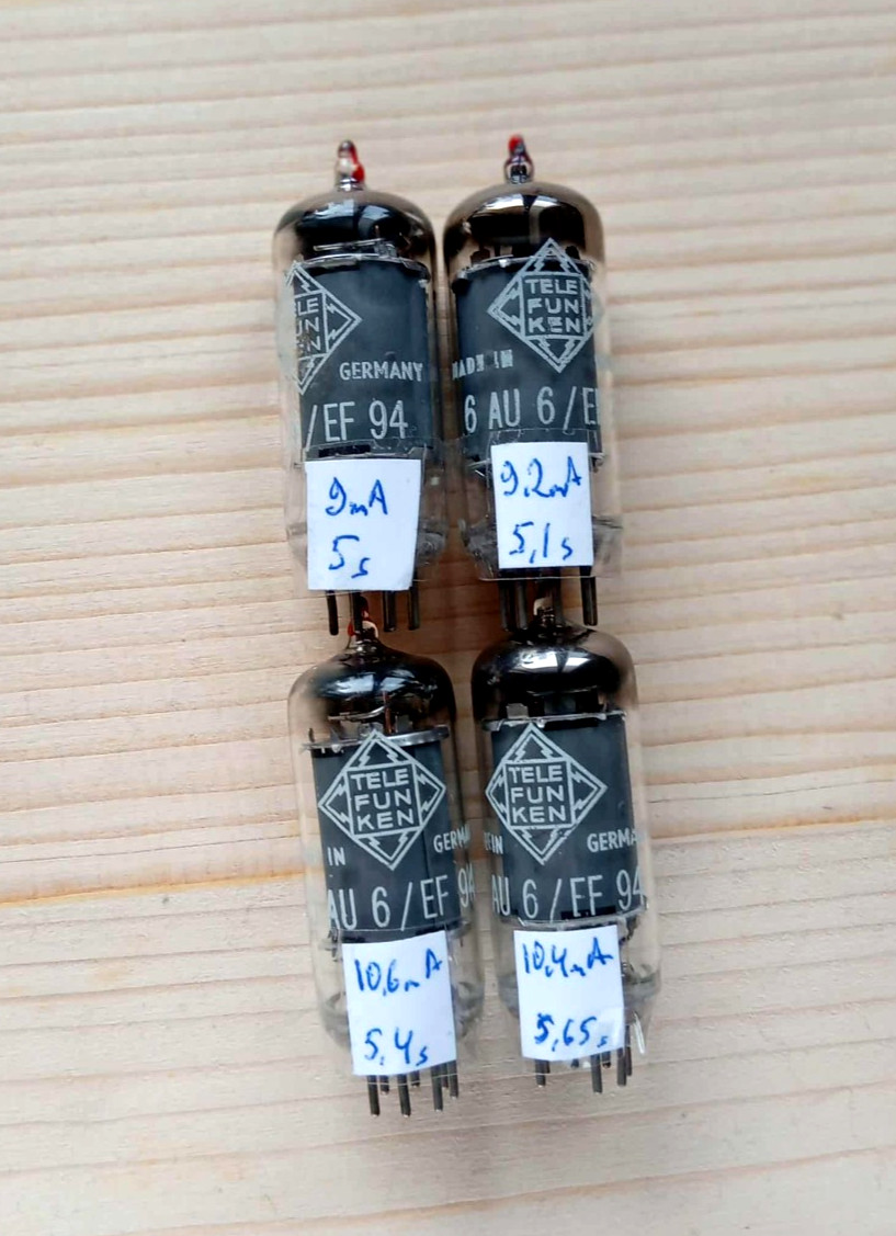 EF94 6AU6 Strong Matched Pair Telefunken Vacuum Tubes NOS