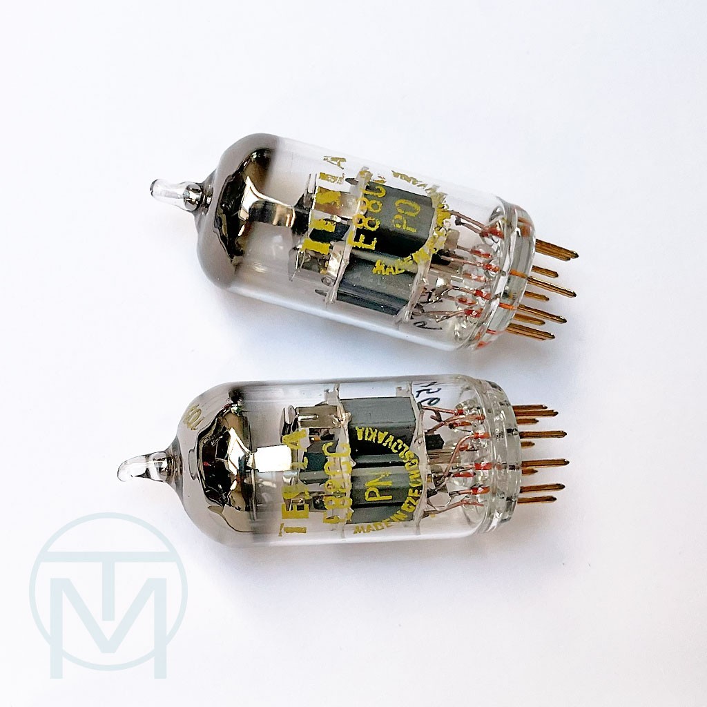2x TESLA E88CC (6922 CCa ~E188CC) *Gold Grids*, Close 1961 Codes, NOS/100%++