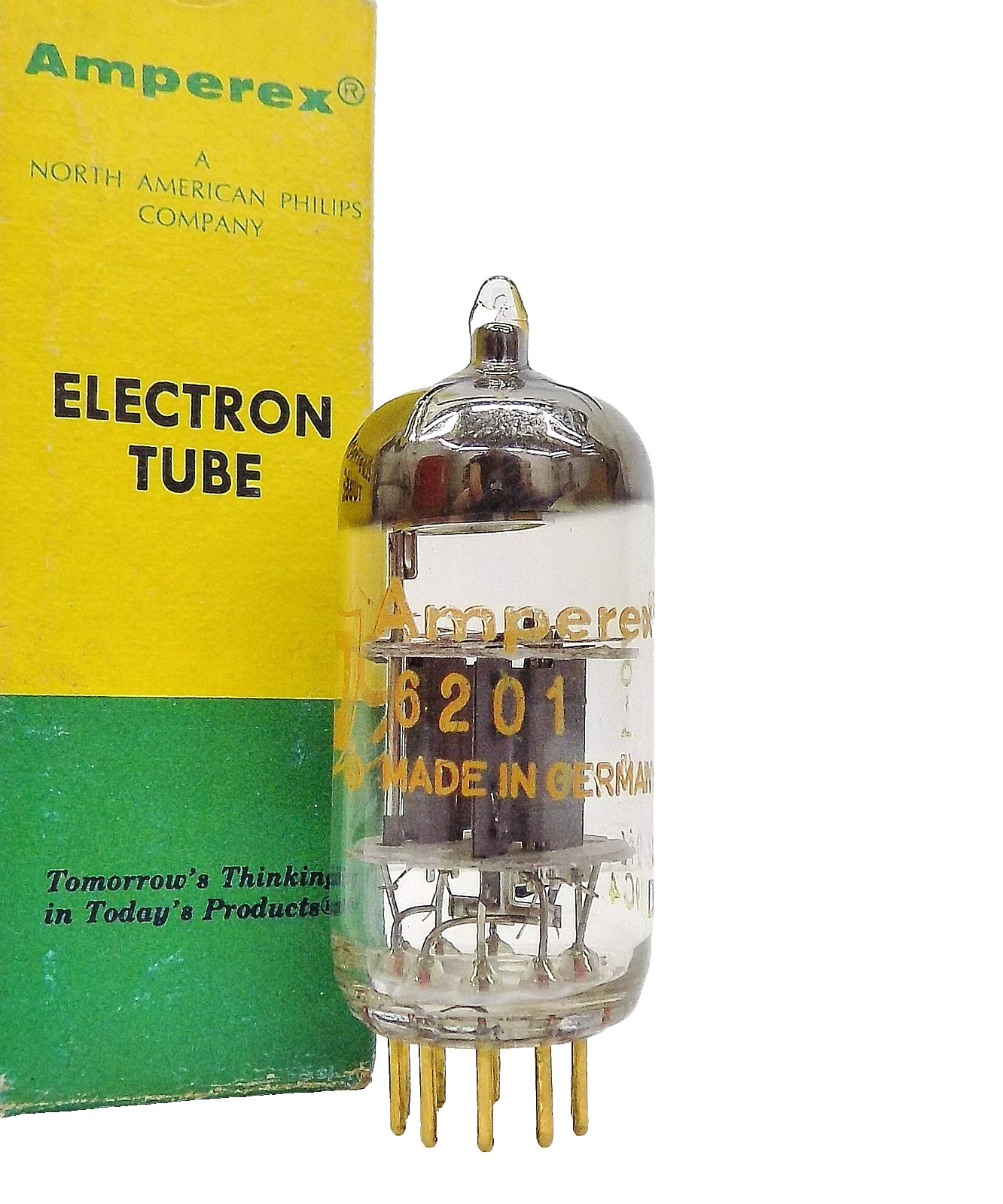 Clean, Strong & Balanced 1969 Amperex 6201/12AT7/ECC81 “PQ” Gold Pin Vacuum Tube