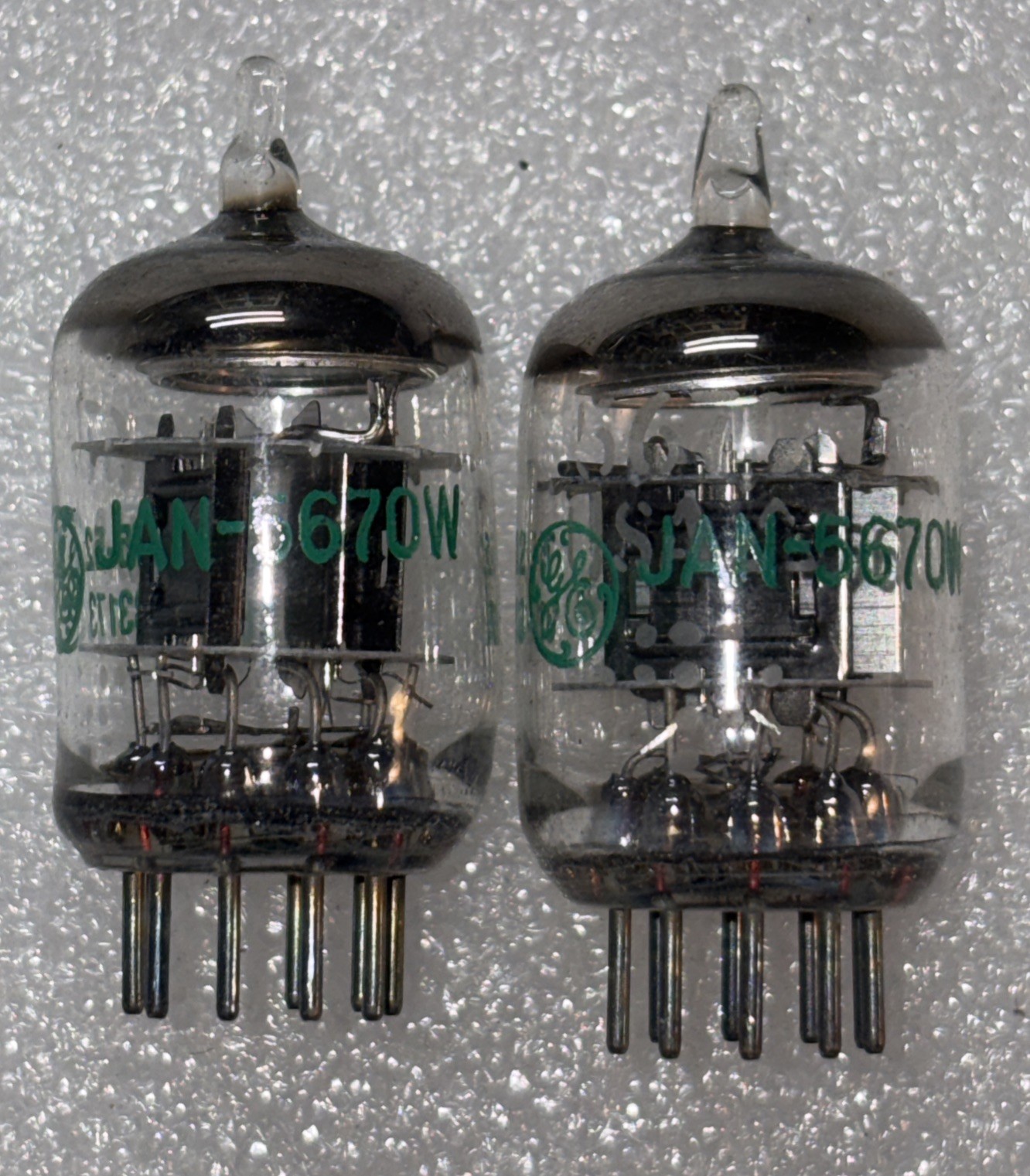 Pair GE JAN-5670W 2C51 396A Tubes Black Plates Disc Getter NOS Multiple Avail