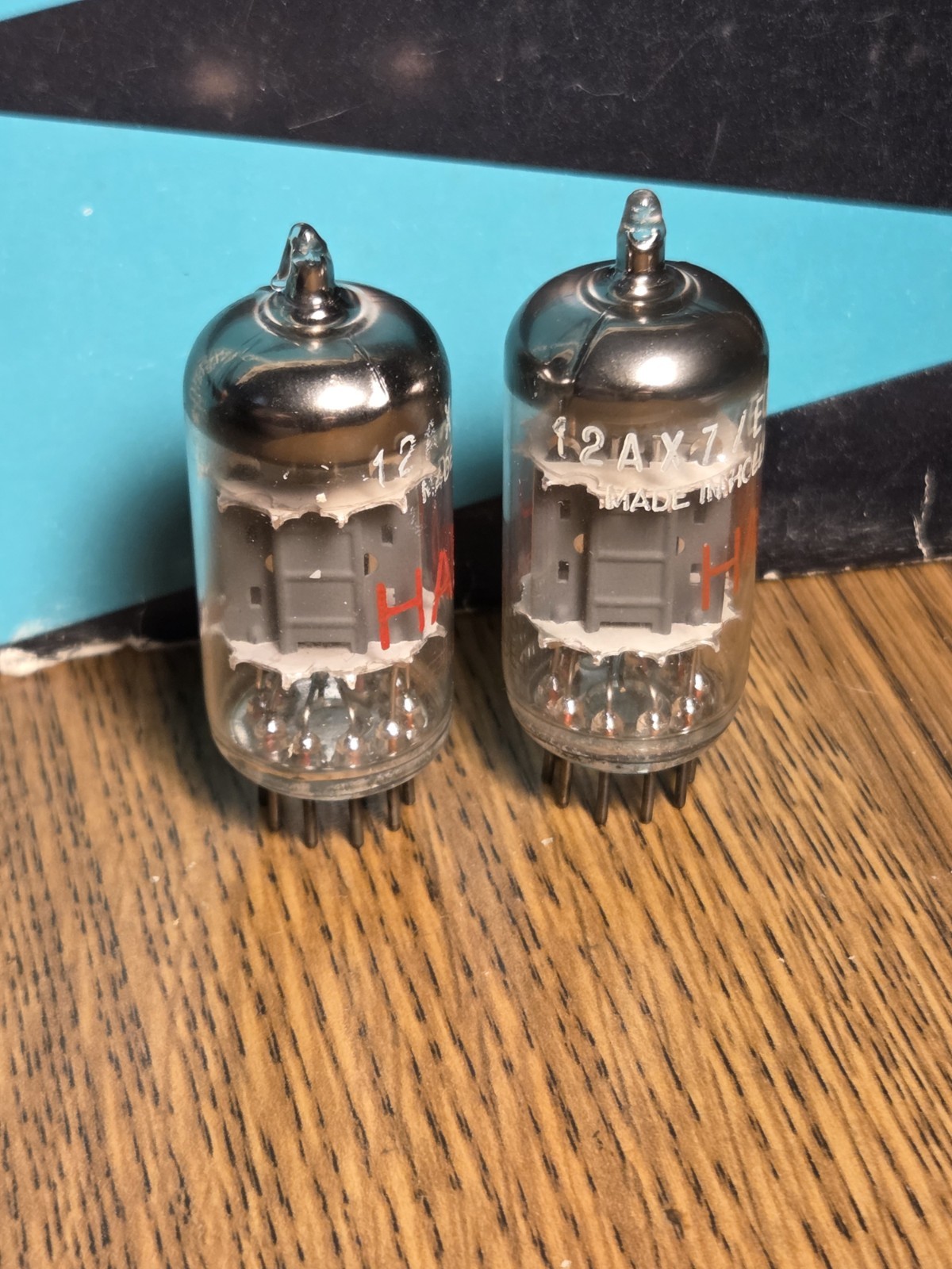 12AX7 Tube Pair Amperex Gray Plate Holland TEST Strong 91 % Tube Amp Guitar