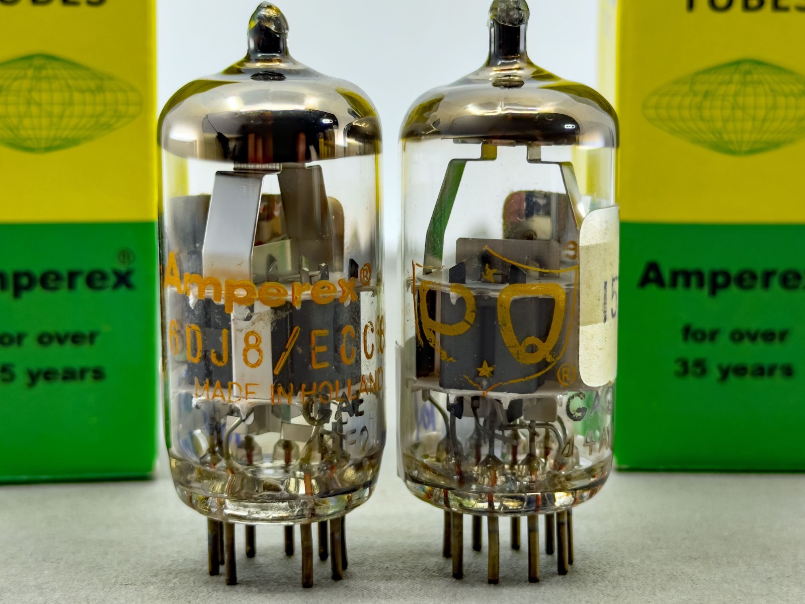 Tektronix Matched Balanced NOS Pair Amperex PQ 6DJ8 A Frame Dimp Disc Getters