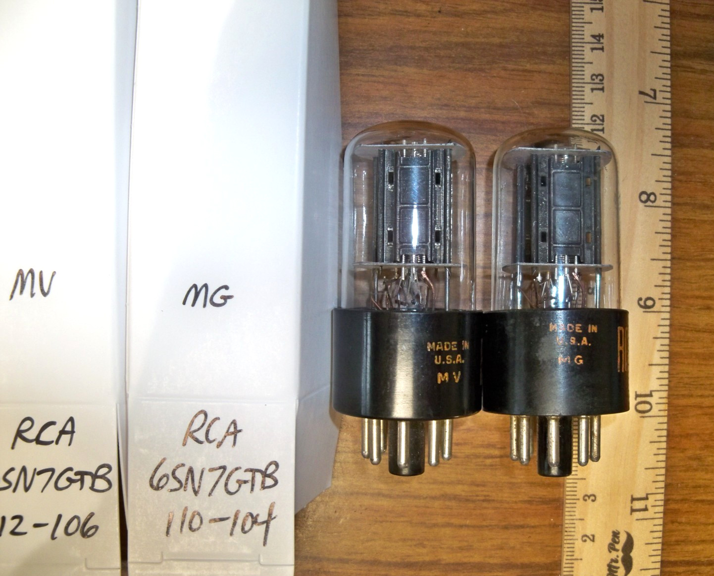 2 Strong Matched RCA Black Plate Bottom D Getter 6SN7GTB Tubes #4