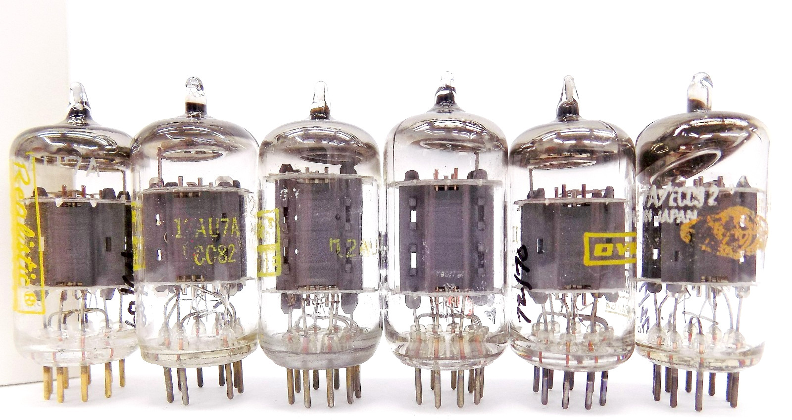 6 Nice Tested Vintage Japanese-Made 12AU7A/ECC82 Vacuum Tubes