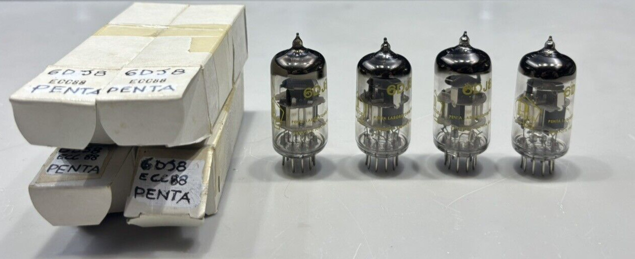 4x PENTA LABORATORIES INC. 6DJ8 Tubes ECC88