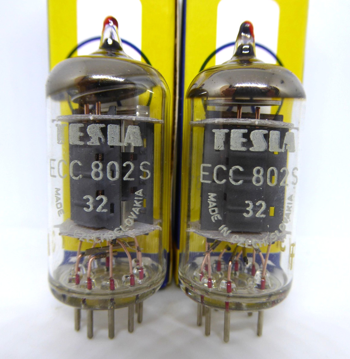 2x (PAIR!) TESLA ECC802S (12AU7WA E82CC B329) lk. Telefunken 100%, 1974, NOS 14