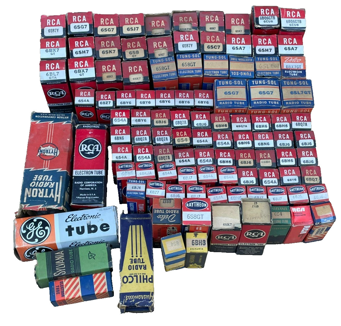 Vintage Boxed Various Brands Radio/TV Vacuum Tubes (Lot of 105)