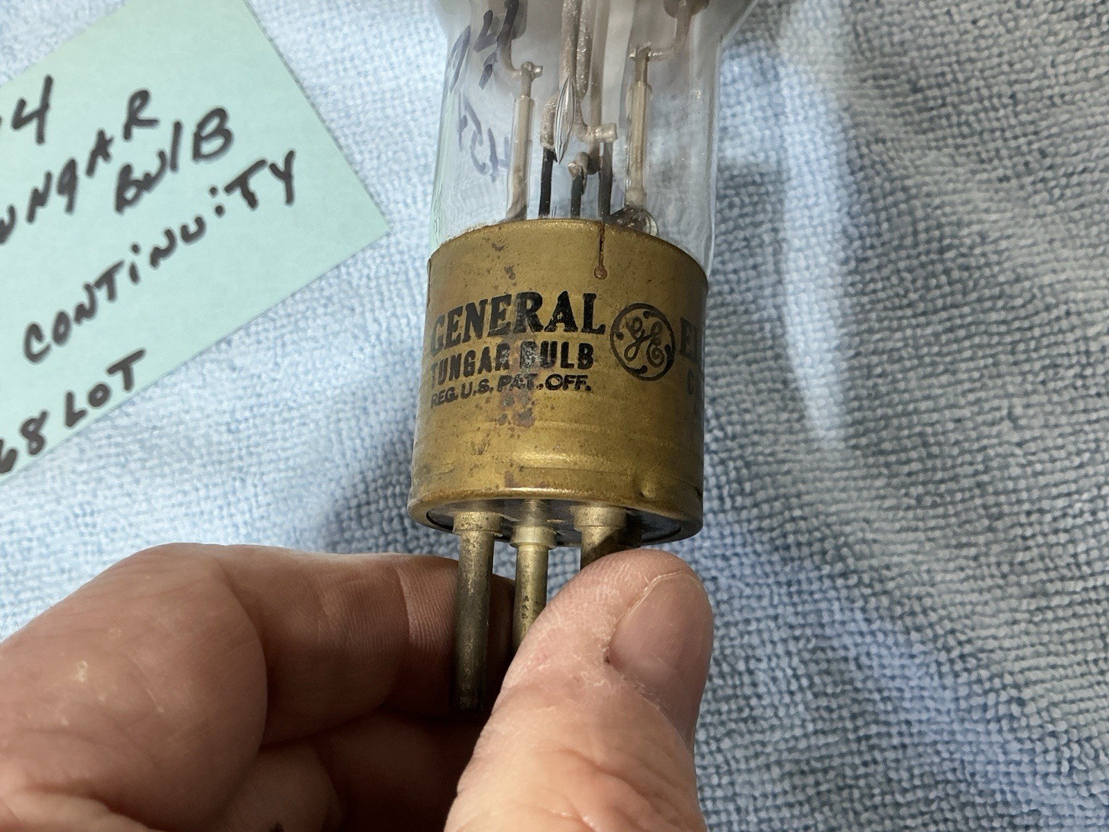 TENNIS BALL TUNGAR TUBE BULB 45X674 Rectifier Brass Base General Electric RARE
