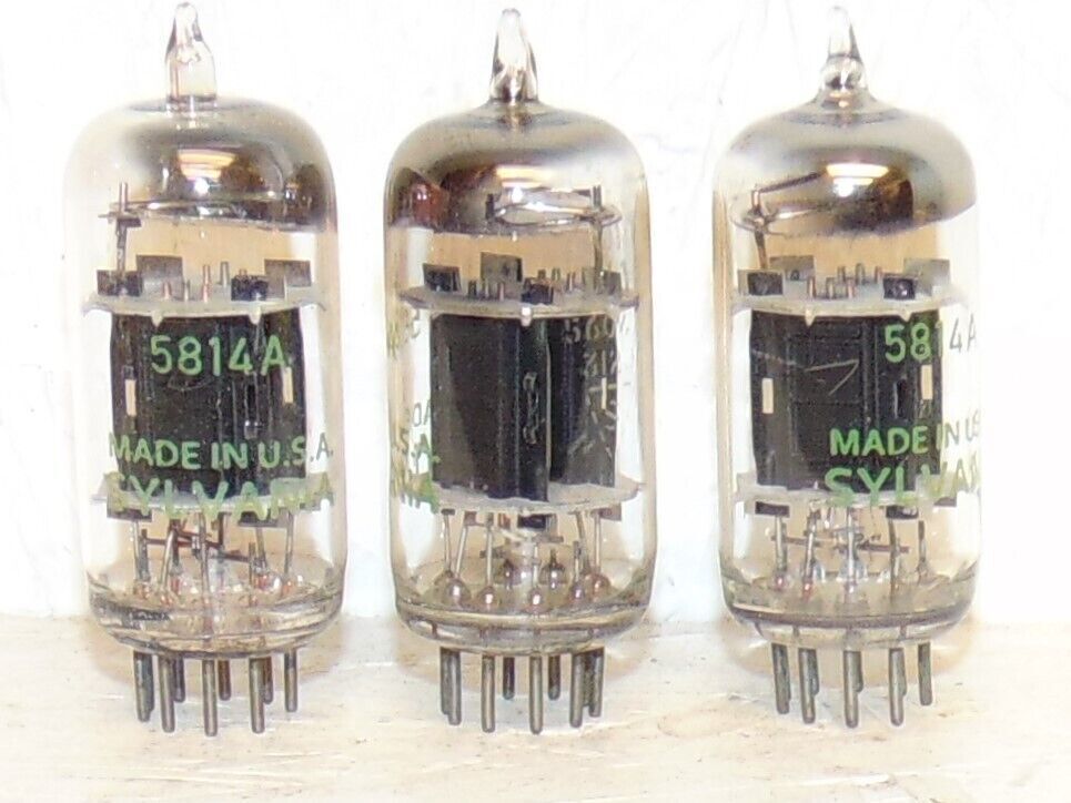 3 NOS TUBES TRIO Sylvania 5814A Ecc82 12AU7 6189 TRIPPLE MICA [] GETTER 1950’S