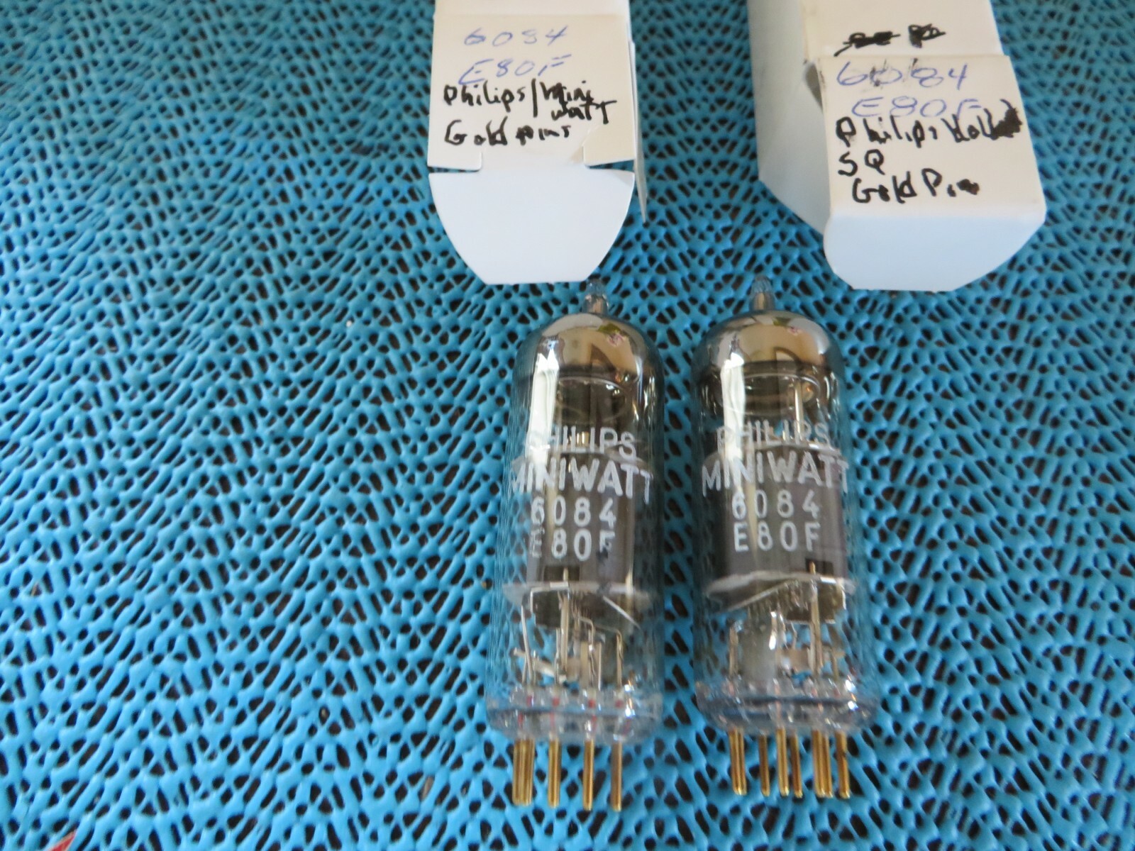 Radio tubes Philips SQ E80F/6084 Made Holland Gold pins NOS