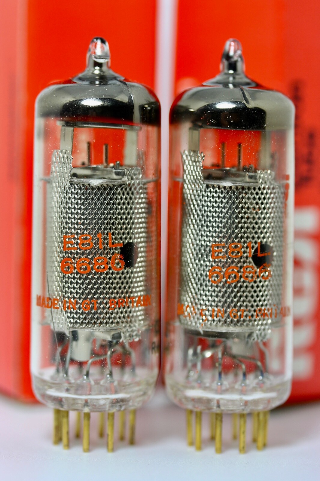 RARE 1966 NOS MULLARD MITCHAM 6686 E81L MATCHED PAIR TUBES