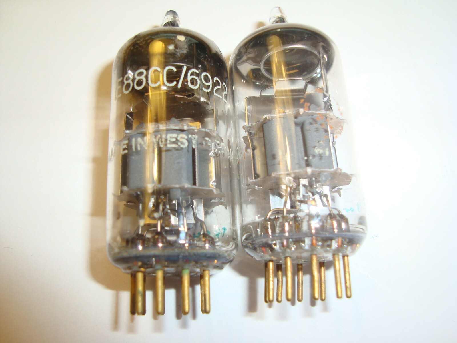 One Matched Pair of 6922 / E88CC Tubes, from Siemens Germany, Gold Pin