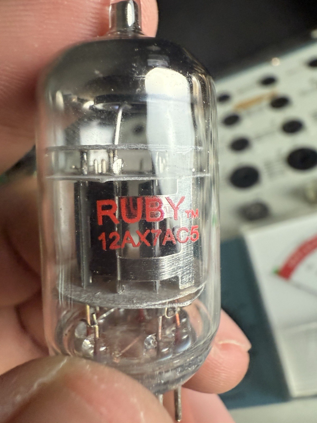 Ruby 12AX7AC5 HG K Grey Plate Halo Getter Tested on B&K 707