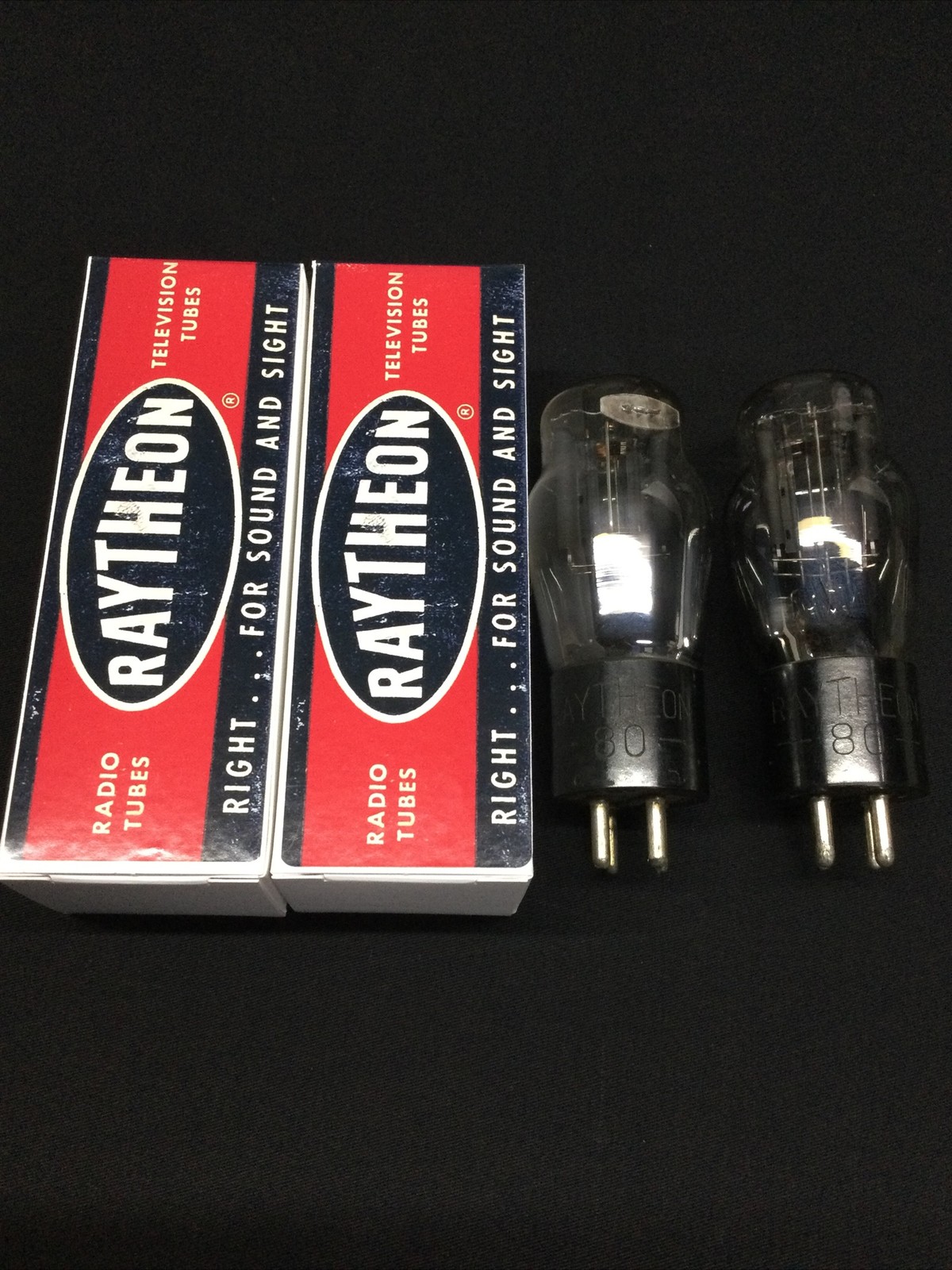 NICE PAIR RAYTHEON Type 80 RECTIFIER Coke Bottle VACUUM TUBES Tested 13.9330
