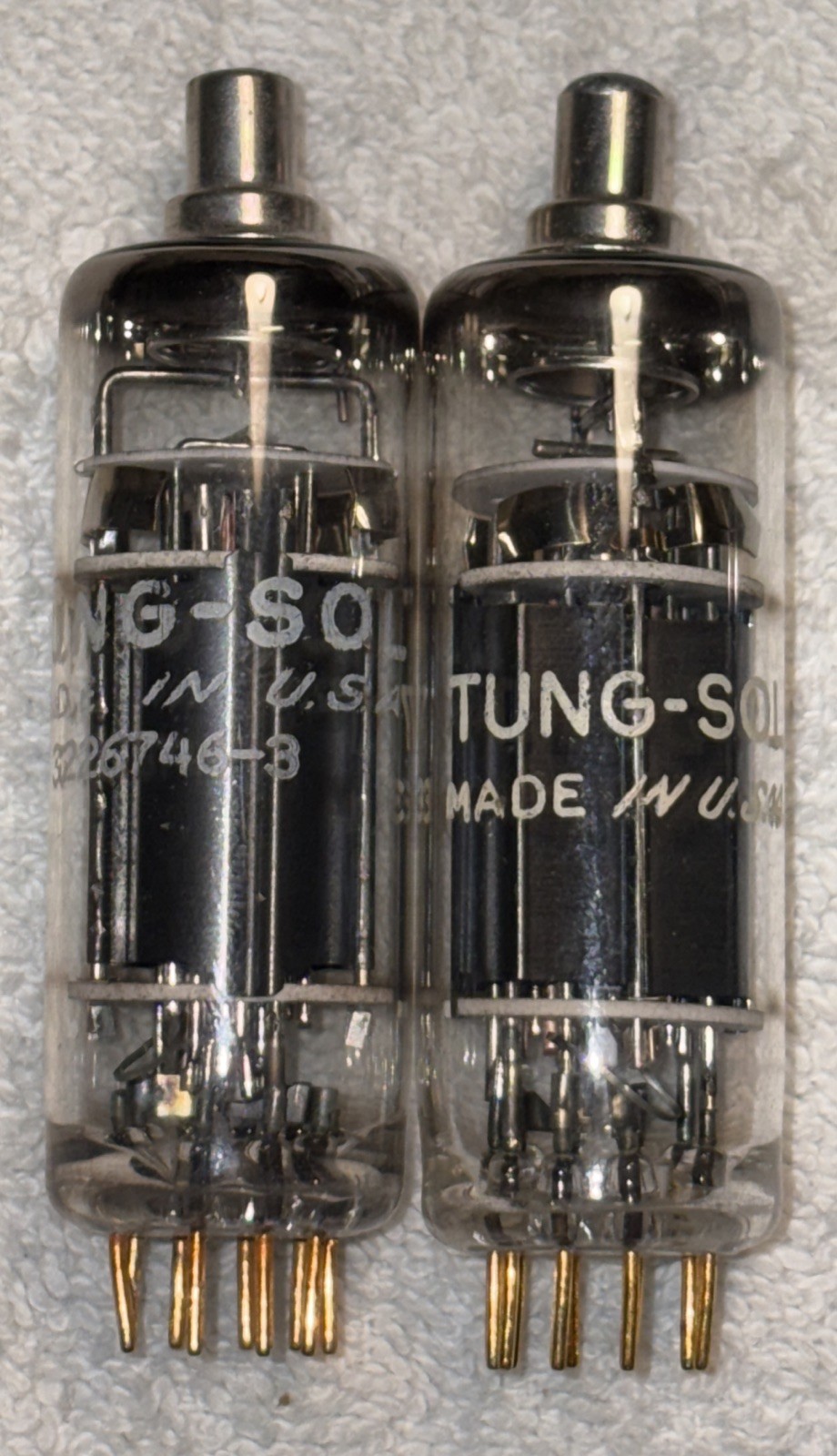 Pair Bendix Tung Sol 7757 Gold Pin Power Beam TE-81 3-Mica Tubes
