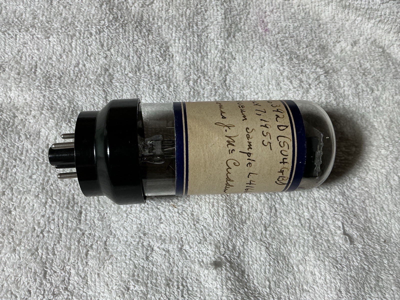RARE MUSEUM LABEL VACUUM TUBE 5U4GB Black Plate RCA FACTORY INDIANAPOLIS 1955