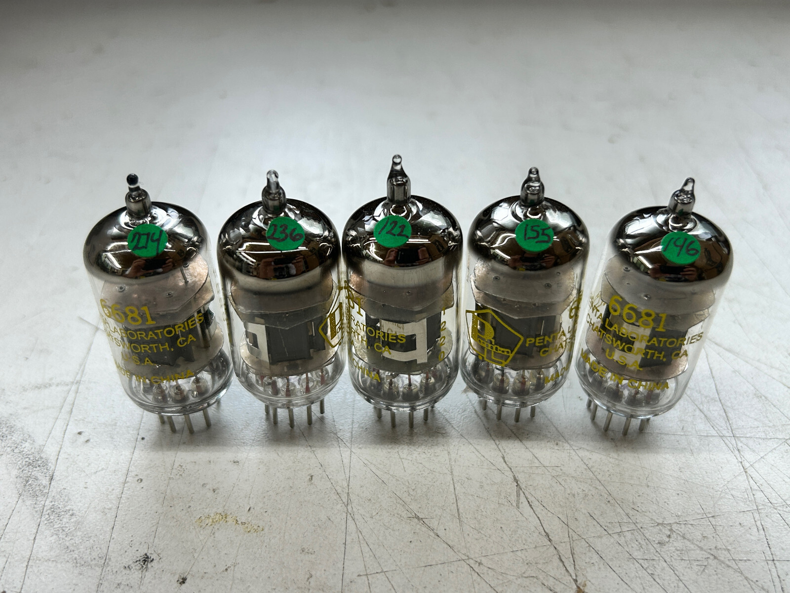 Lot of 5 NOS PENTA LABS 6681/12AX7A PREAMP TUBES
