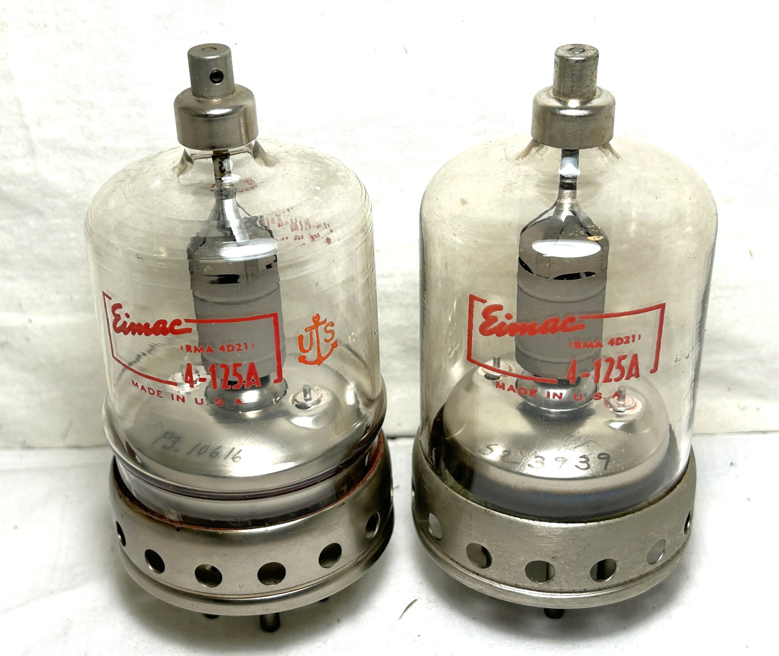 Pair (2) Eimac 4-125A Vacuum Tubes Untested Vintage Radio Amplifier Ham Comm