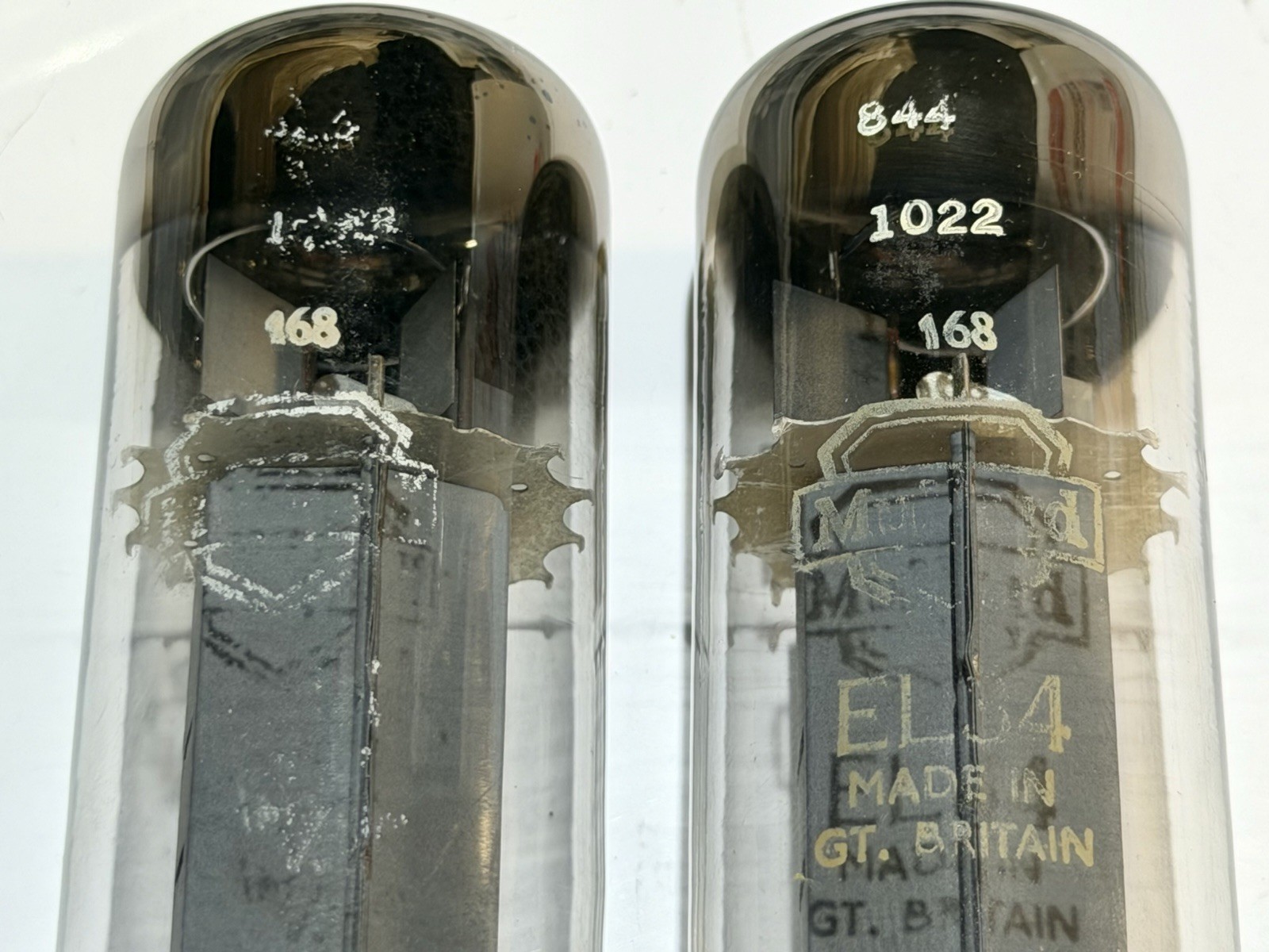 RARE 1958 1st Issue Pair Mullard xf1 EL34 Tubes TV7 Tested & All Matched Codes