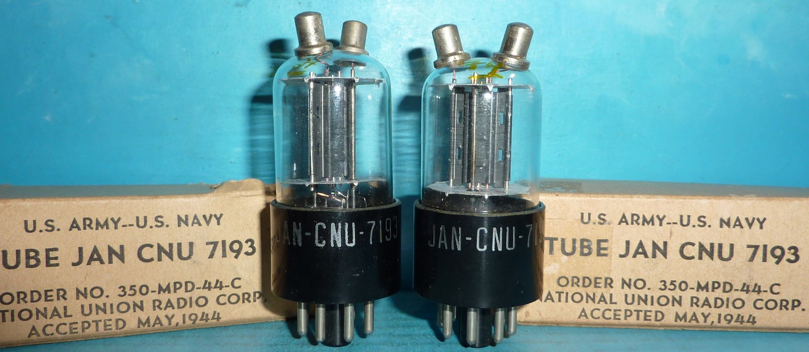 2 National Union JAN CNU 7193 Tubes Sup Rods Copper Posts Close Match NOS Tested