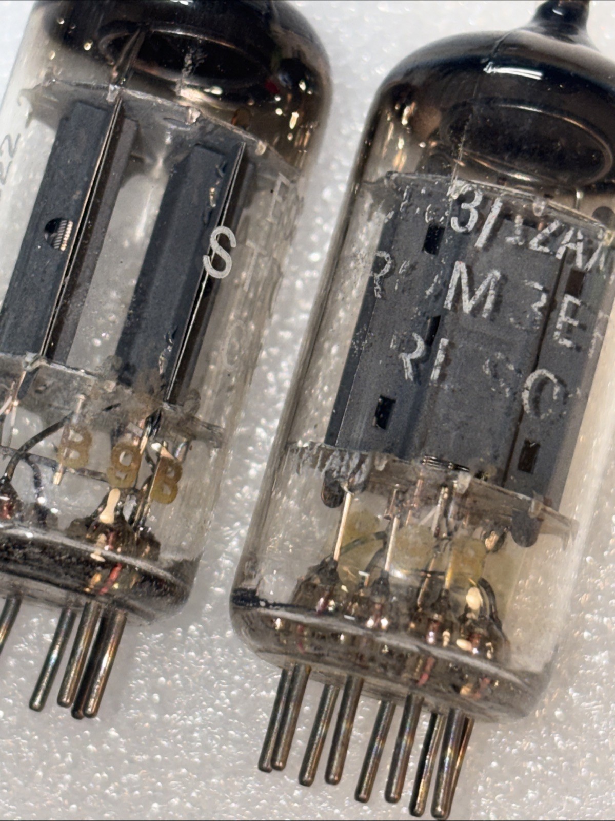 Pair Mullard 12AX7/ECC83 Long Plate Dual Post O-Getter Blackburn Amplitrex Stron
