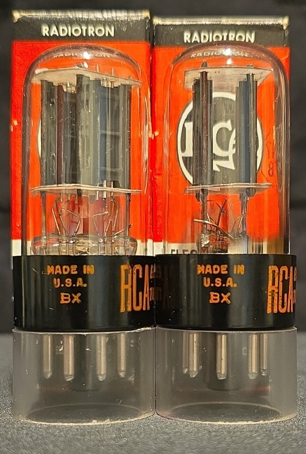 RCA 6SN7 GTB TUBE 1968 GLOW TOPS 2 HOLE TOUGH DOGs TALL BOTTLE MATCHING SET NIB