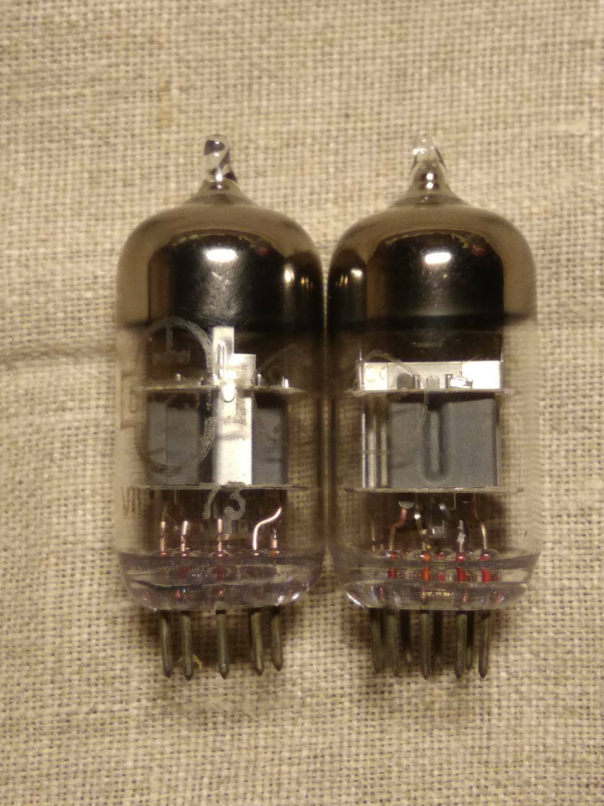 2 pcs. 6N23P REFLECTOR Big Silver Shield NOS tube `70s RARE= E88CC / 6922 / 6DJ8