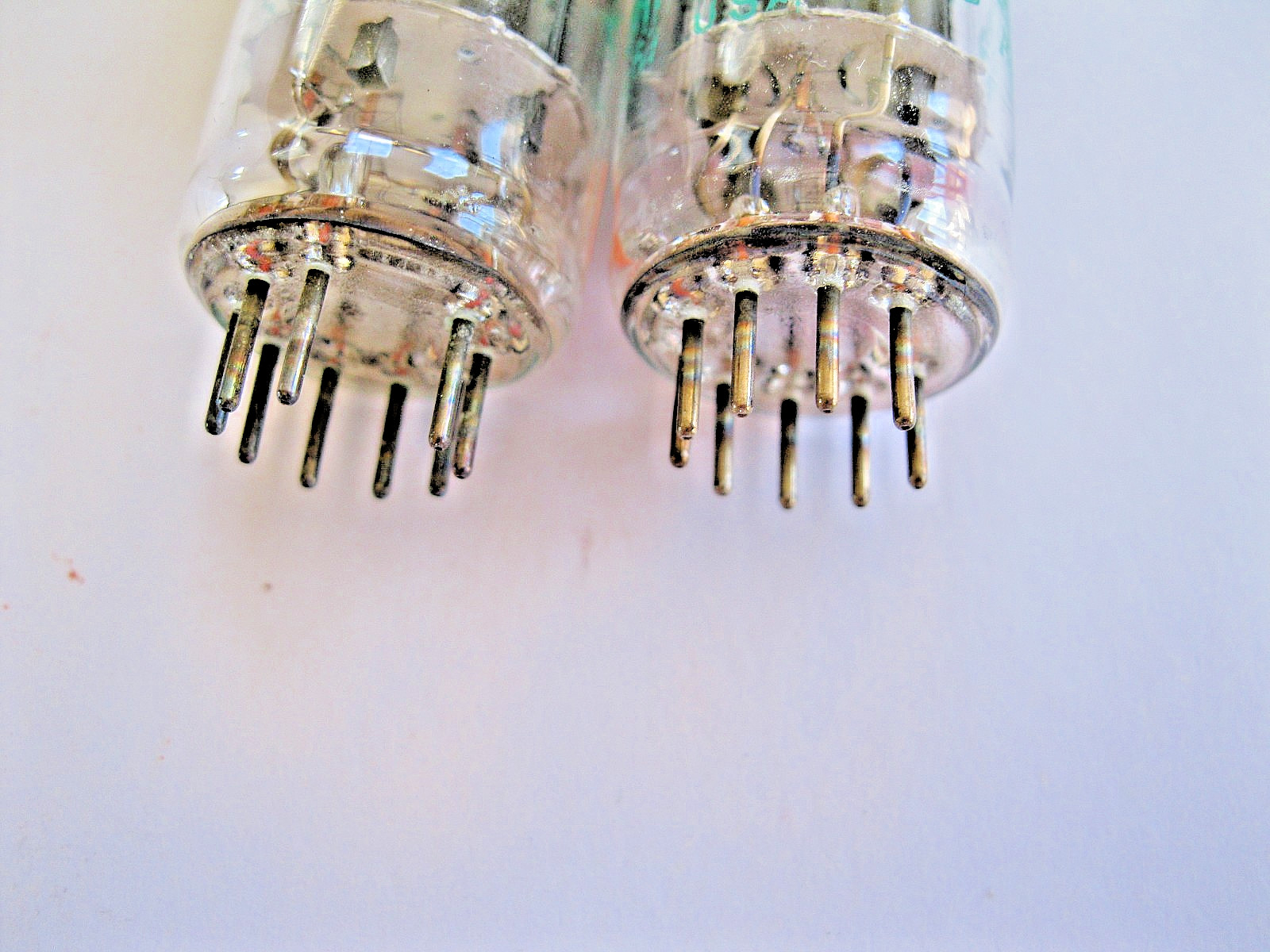 2 PHILIPS ECG JAN-5814A/12AU7A VACUUM TUBES GRAY PLATE O GETTER 1982 TV-7 TESTED