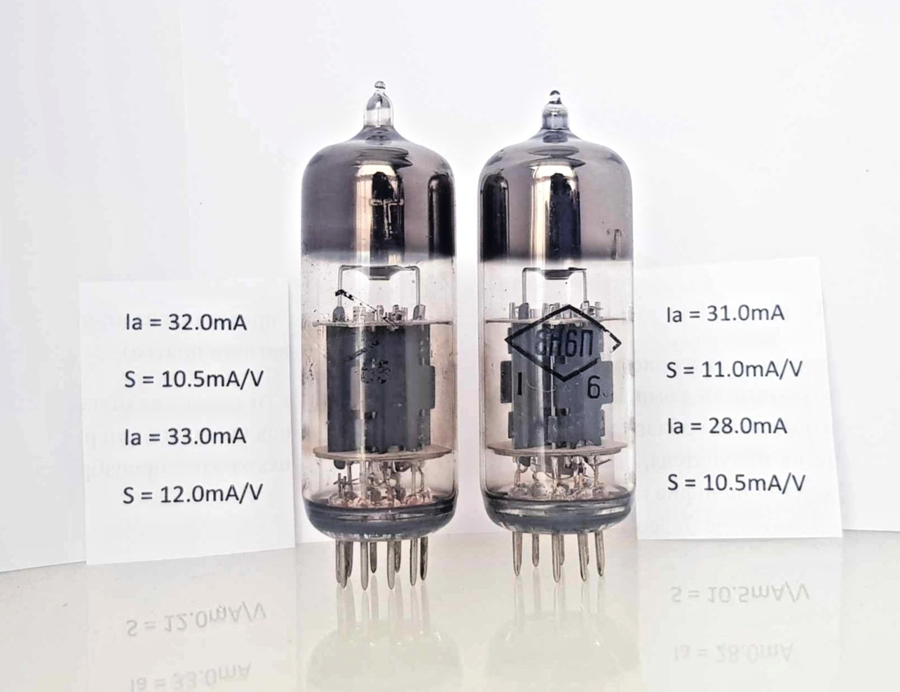 2 x 6N6P FOTON * T * MATCHED PAIR STRONG 1965y TUBE ECC99 E182CC SQUARE GETTER