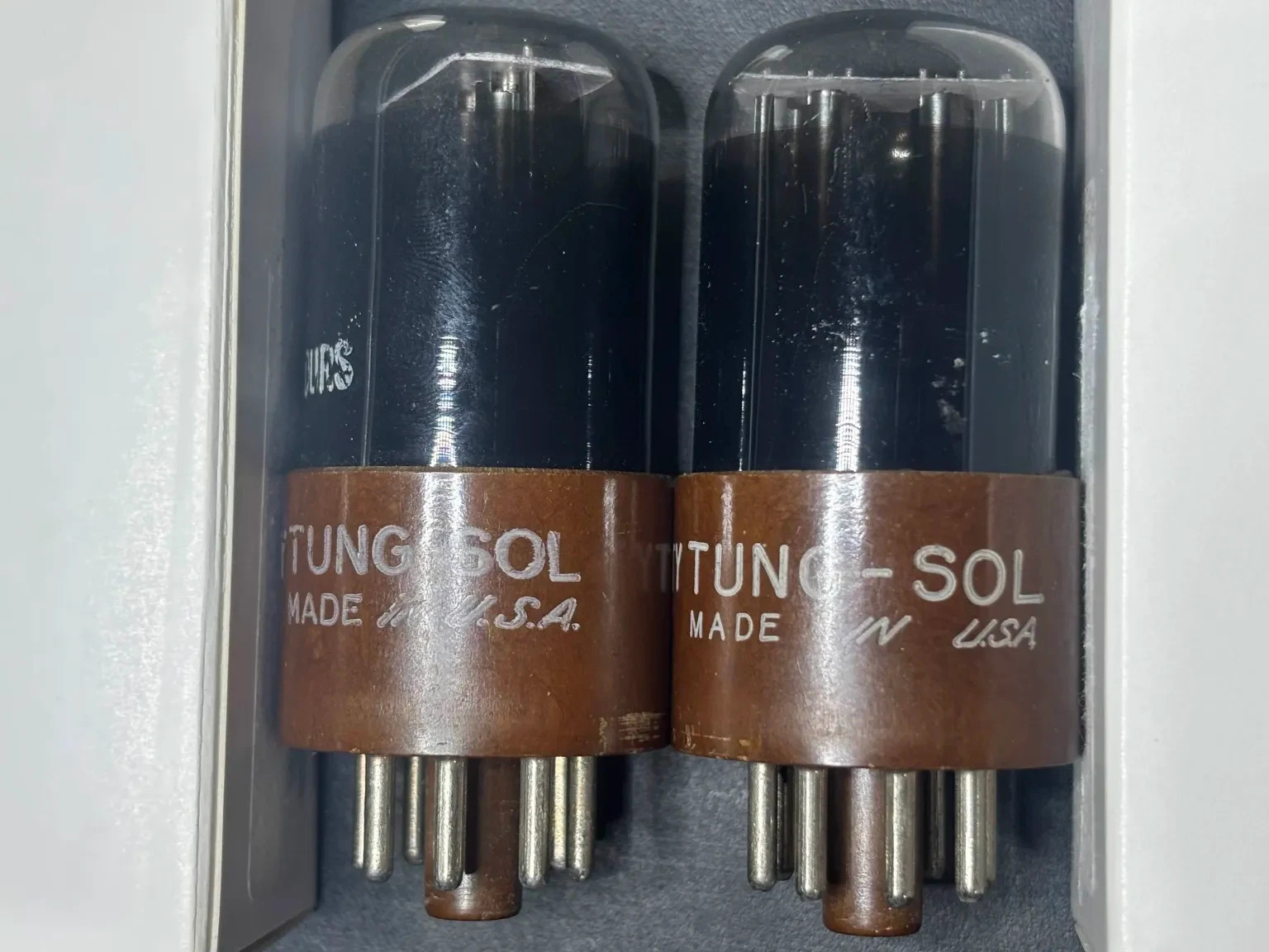 TungSol JAN CTL 6SU7GTY Matched Pair Great NOS Quality Brown Plate Black Glass