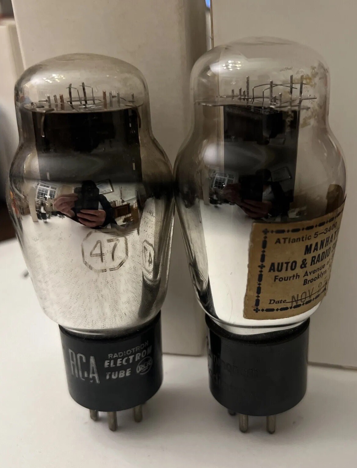 NOS 1933 Matched Pair RCA 47 ST Globe Power Output Audio Tubes (42/2a5)