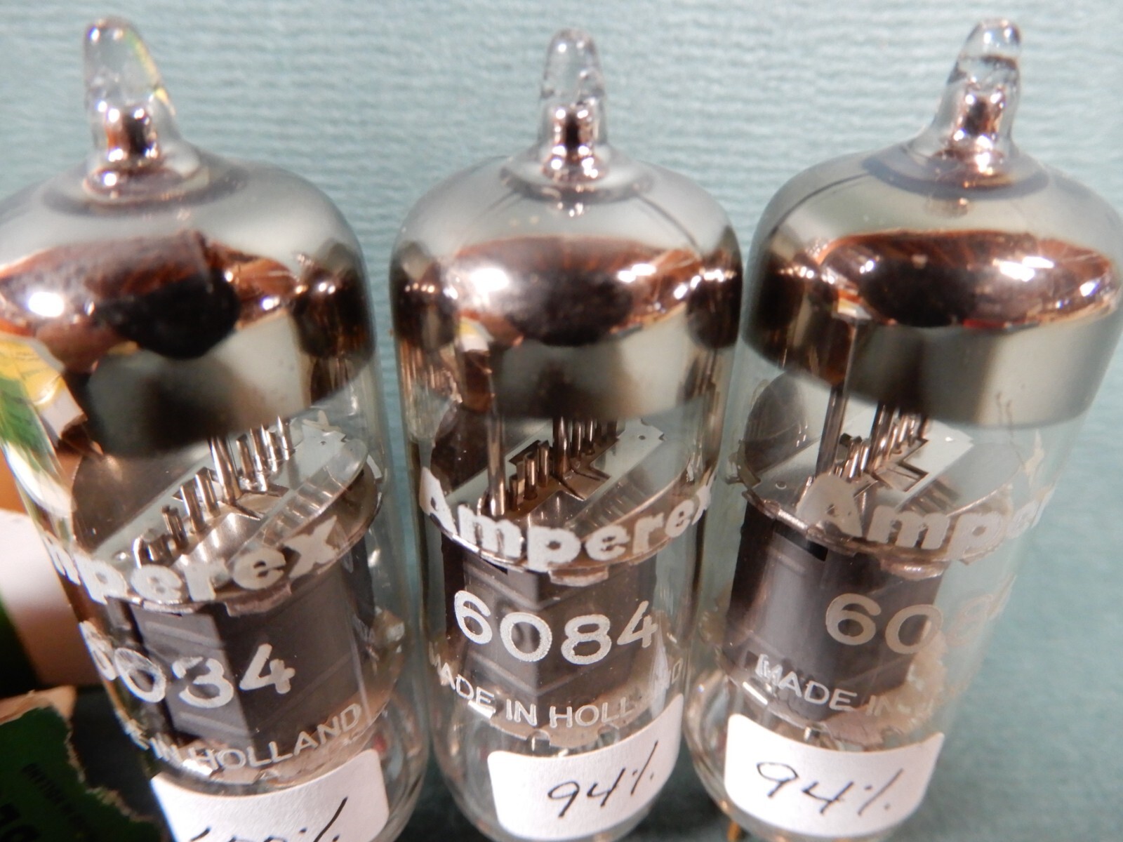 Amperex 6084 PQ Gold Pin Vacuum Tubes (3) NOS? Amplitrex Tested 100% 94% 94%