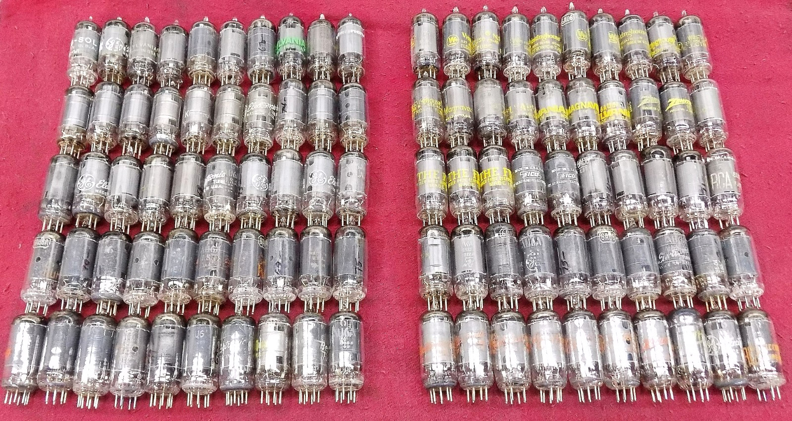 Massive Lot of 100 Tested Vintage Domestic Brands 6AU6/A Vacuum Tubes #1