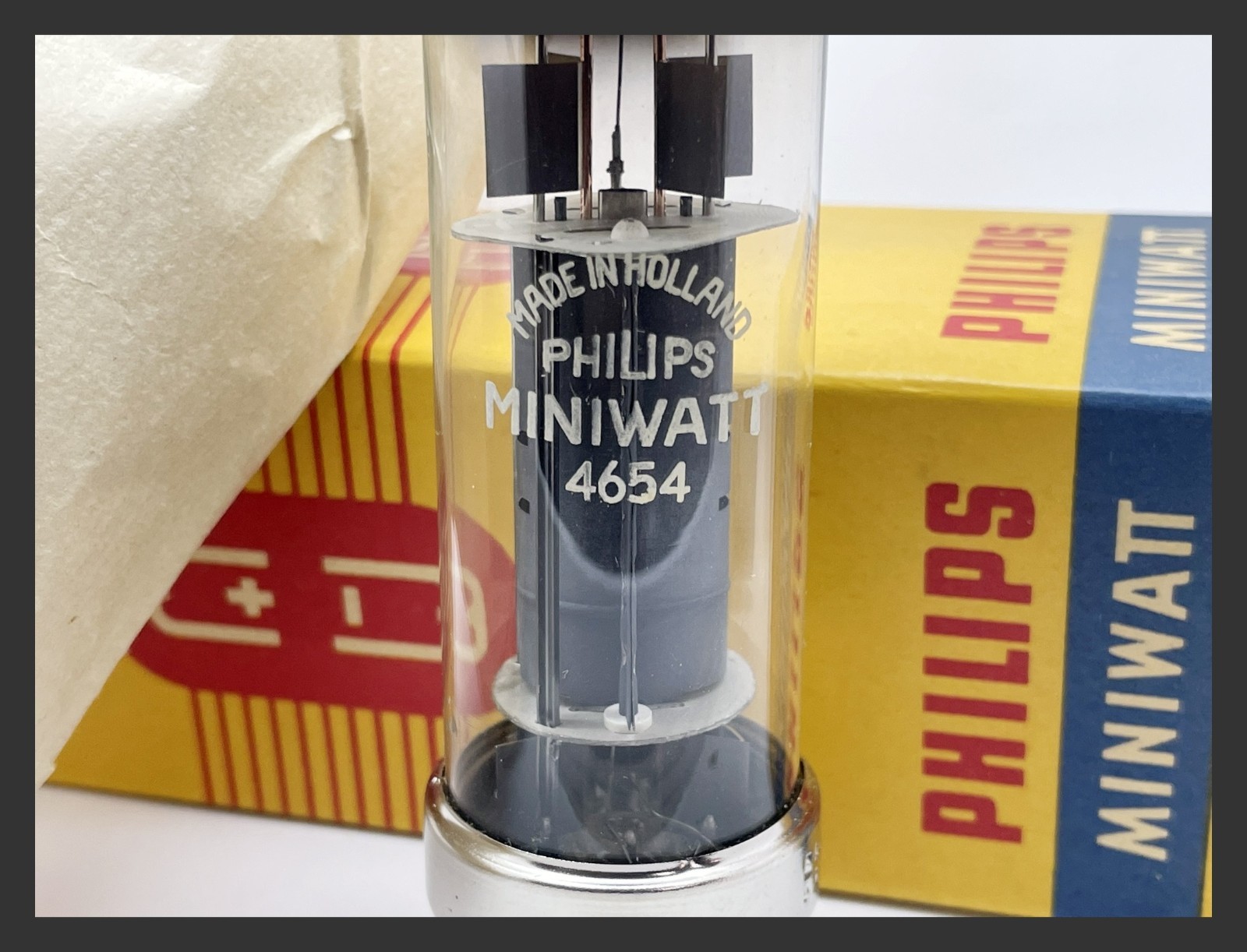 1 NOS Philips EL50 4654 EL34 Test STRONG 56F Disc Getter, Metal Base Vacuum Tube