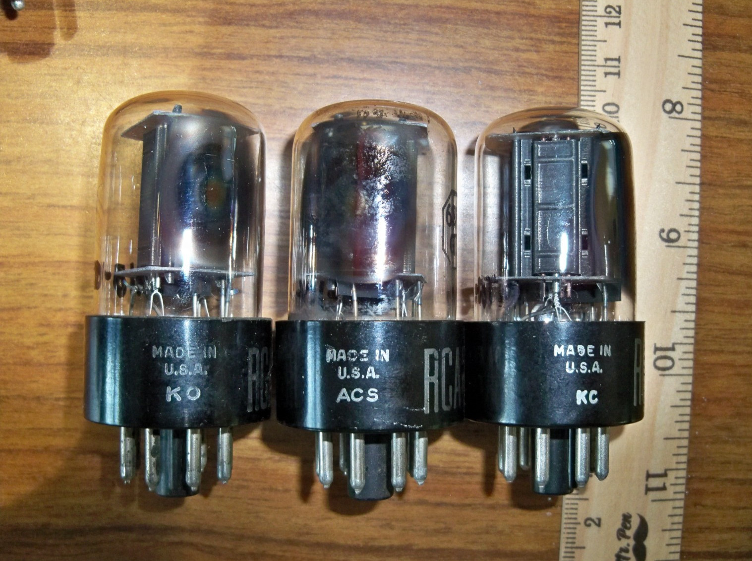 3 Strong Matched RCA Black Plate Side D Getter 6SN7GTB Tubes