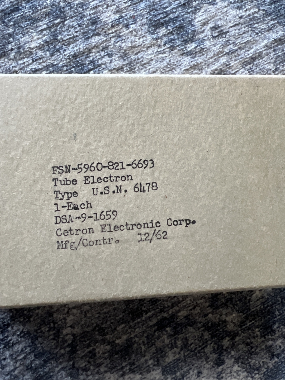 Lot Of 4: Cetron Tube 6478 THYRATRON MILITARY 5960-821-6693 Date Matched 1962
