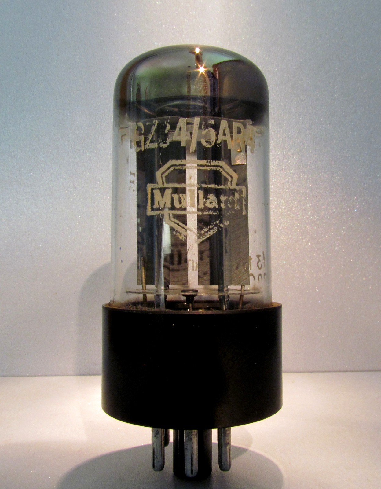 Mullard 5AR4 GZ34 Vacuum Tube Dual Halo Getter Fat Base f31 B0C