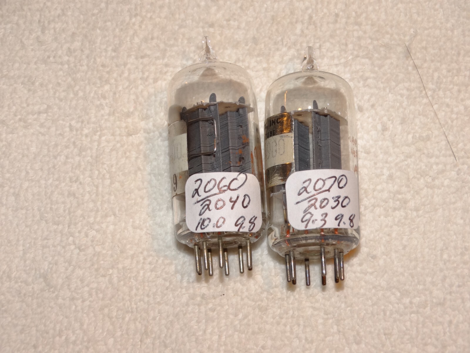 2 x 12AU7A RCA/Tektronix Tubes*Clear Top Side D*Very Strong Matched Pair*#15