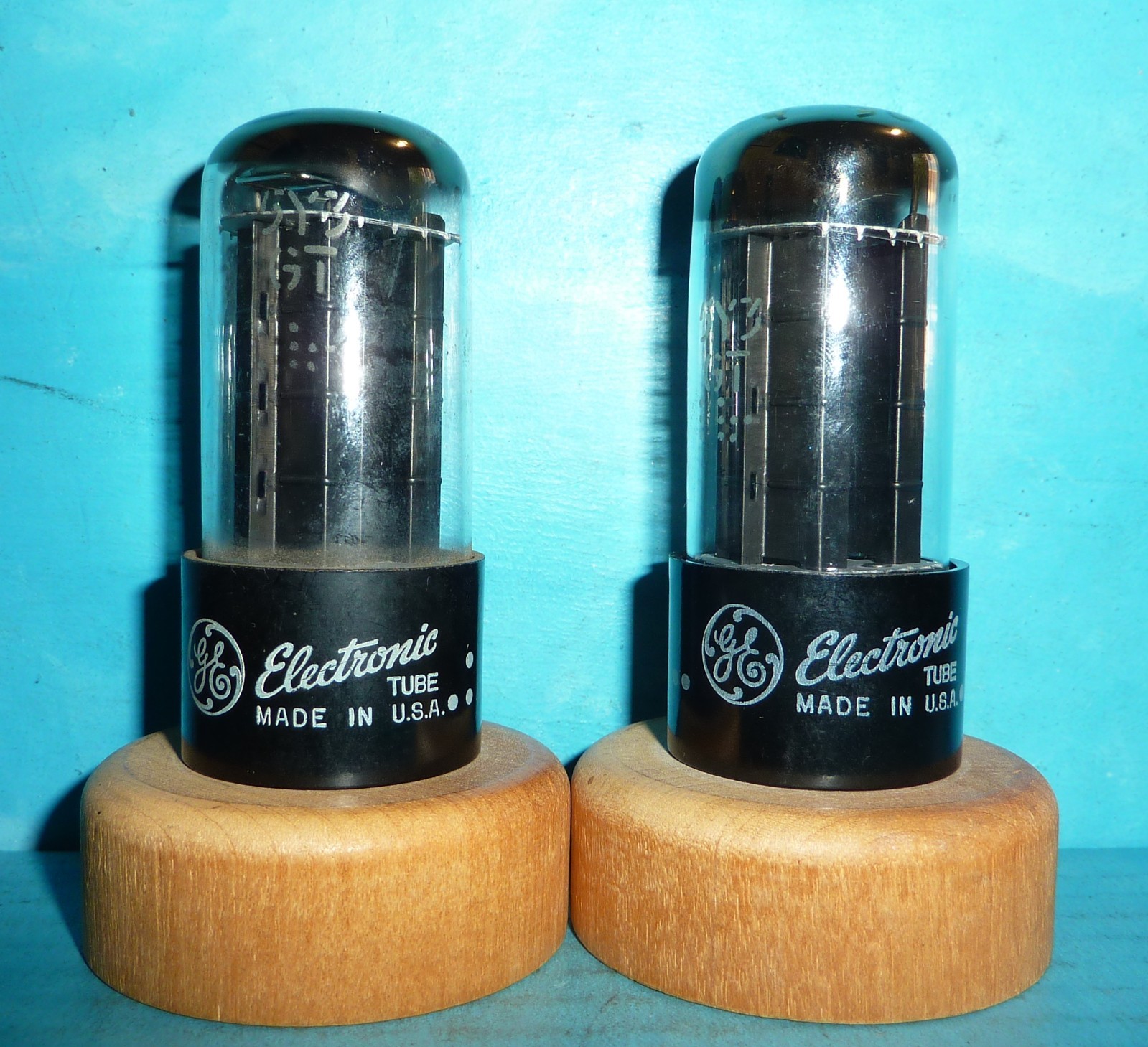 2 GE General Electric 5Y3GT Rectifier Tubes Black Plates D Getters Tested~