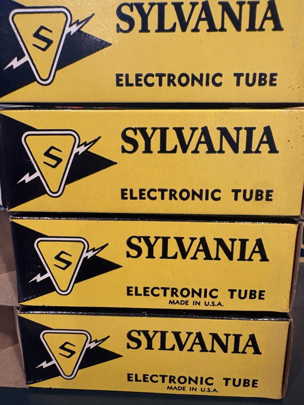 Matched Quad (4) Sylvania 6SN7GTB Black V Plate Tubes 539C&Maxi Test NOS NIB🌊