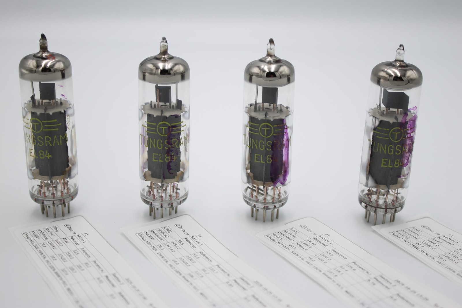 4 PCS EL84 / 6BQ5 /N709/6P14P-EV. TUNSGRAM. Pentode Tubes. Etracer Tested. NOS.