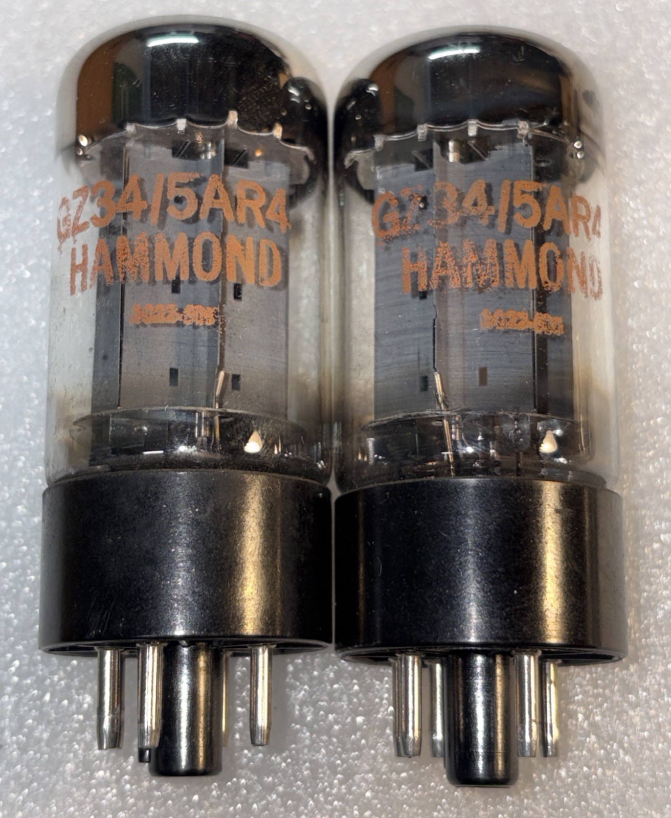 Pair Mullard Hammond 5AR4 GZ34 Vacuum Tubes 4 Notch F32 B6A3 Same Date Amplitrex