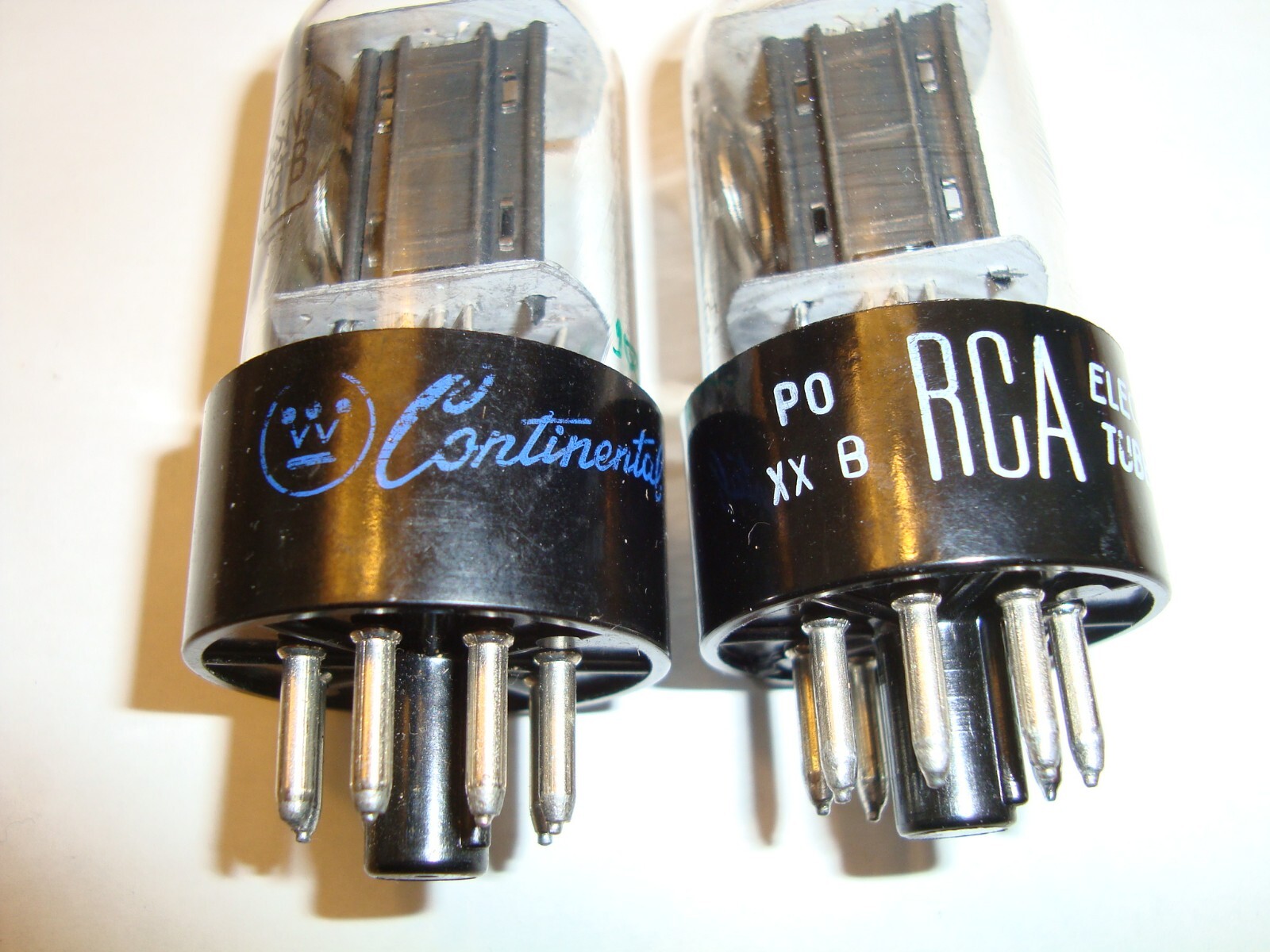 One Pair of 6SN7GTB Tubes, By RCA (Canada), One Branded Westinghouse