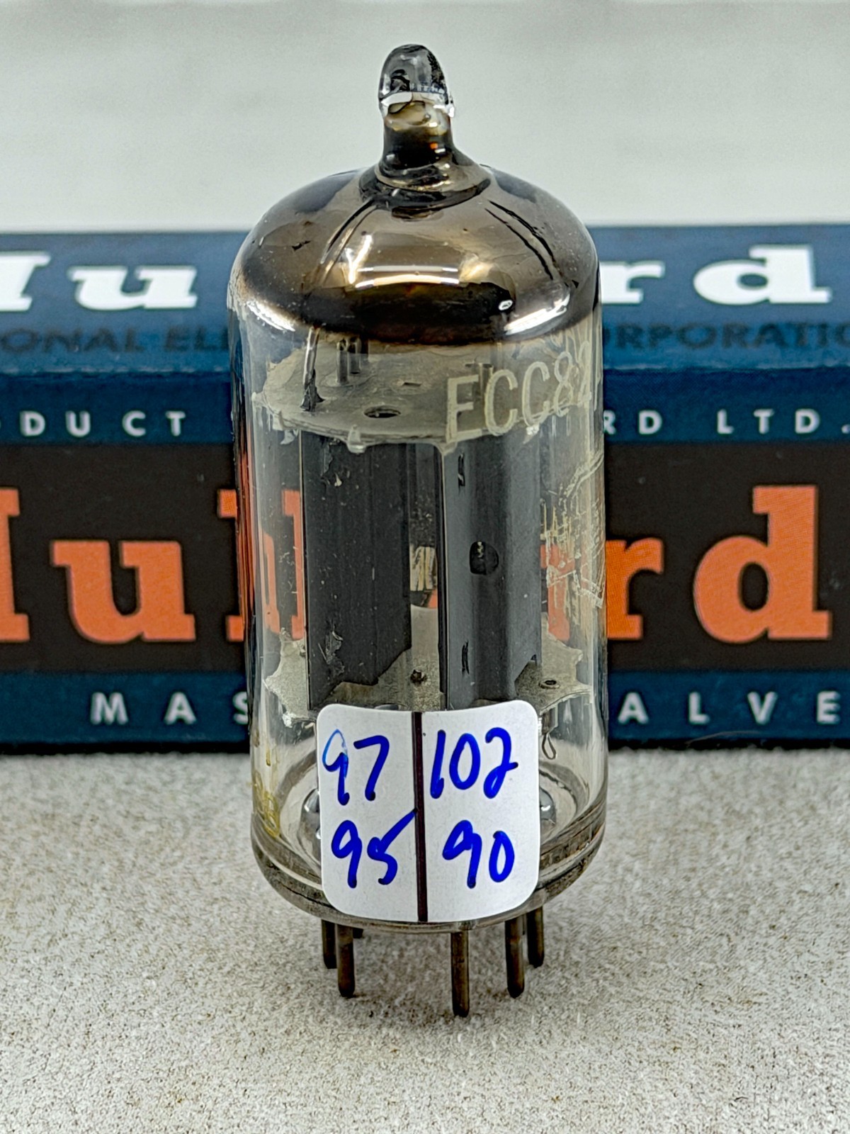 (1) Early Mullard ECC82 Long Plates Round Goalpost Getter 1958 Blackburn UK B8B